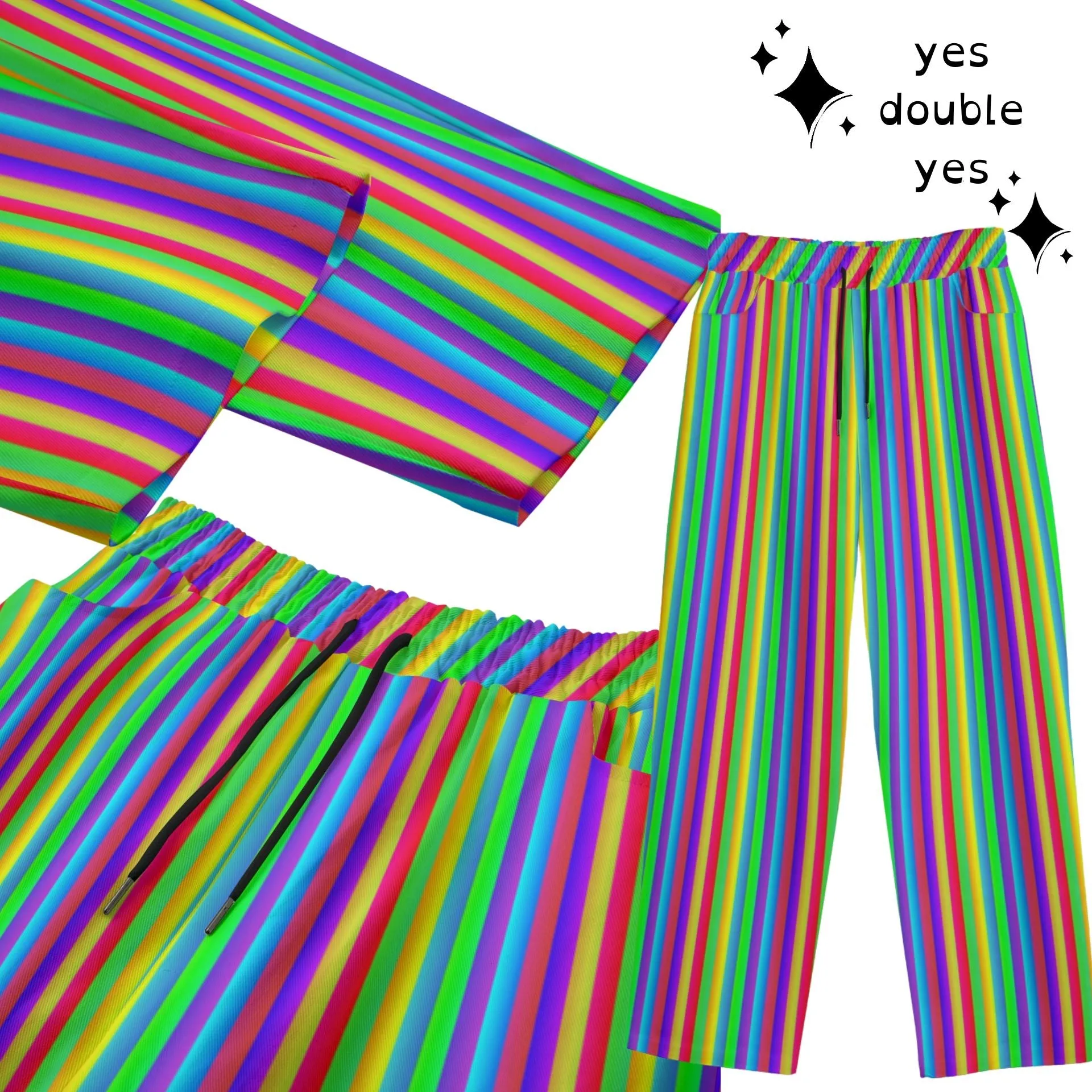 Rainbow Fruit Stripe Clown Pants