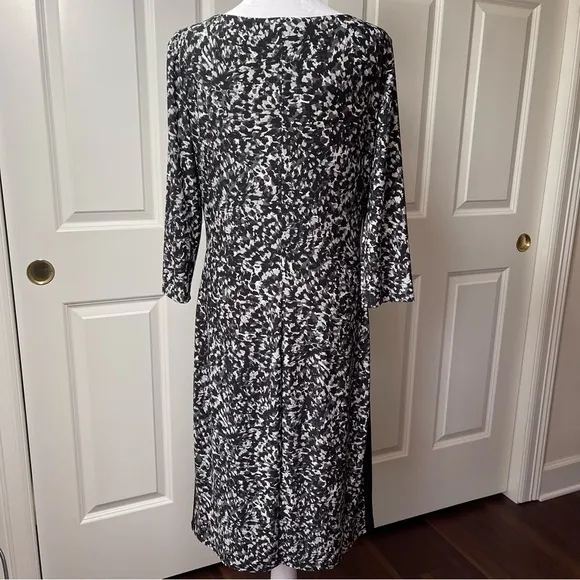 Ralph Lauren Ruched Fitted Dress 3/4 Sleeve Faux Wrap Bodycon Stretch Pullover
