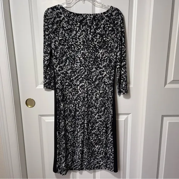 Ralph Lauren Ruched Fitted Dress 3/4 Sleeve Faux Wrap Bodycon Stretch Pullover