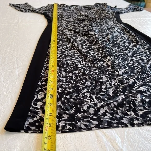 Ralph Lauren Ruched Fitted Dress 3/4 Sleeve Faux Wrap Bodycon Stretch Pullover