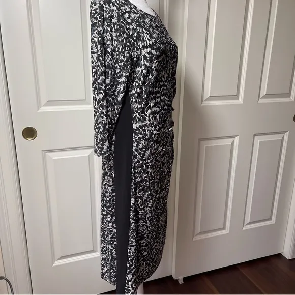 Ralph Lauren Ruched Fitted Dress 3/4 Sleeve Faux Wrap Bodycon Stretch Pullover