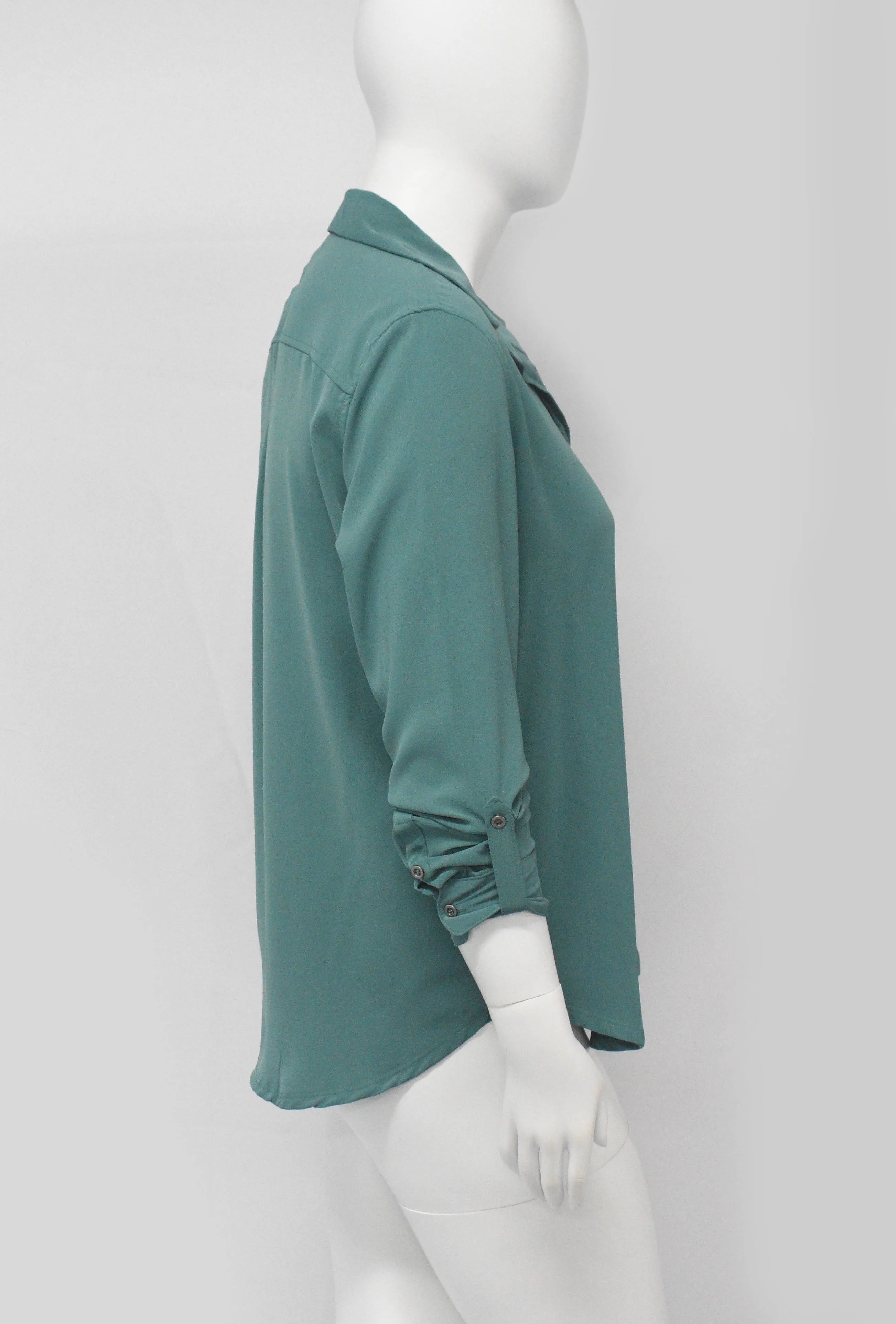 Rapheeze Long Sleeve Ladies Elastane Soft Cotton Dress Shirt-Teal