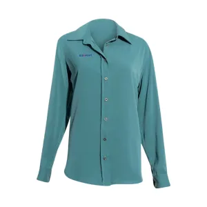 Rapheeze Long Sleeve Ladies Elastane Soft Cotton Dress Shirt-Teal