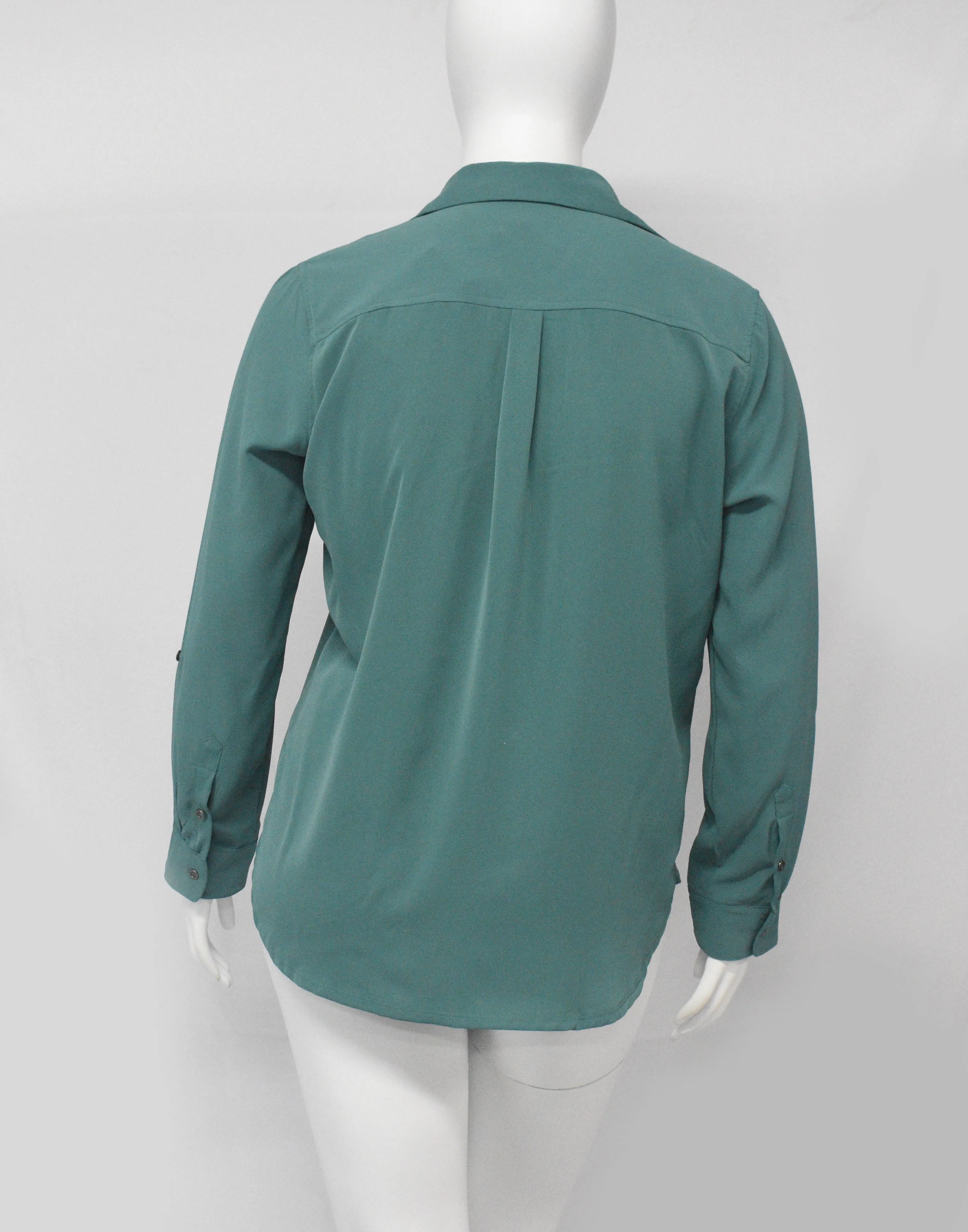 Rapheeze Long Sleeve Ladies Elastane Soft Cotton Dress Shirt-Teal