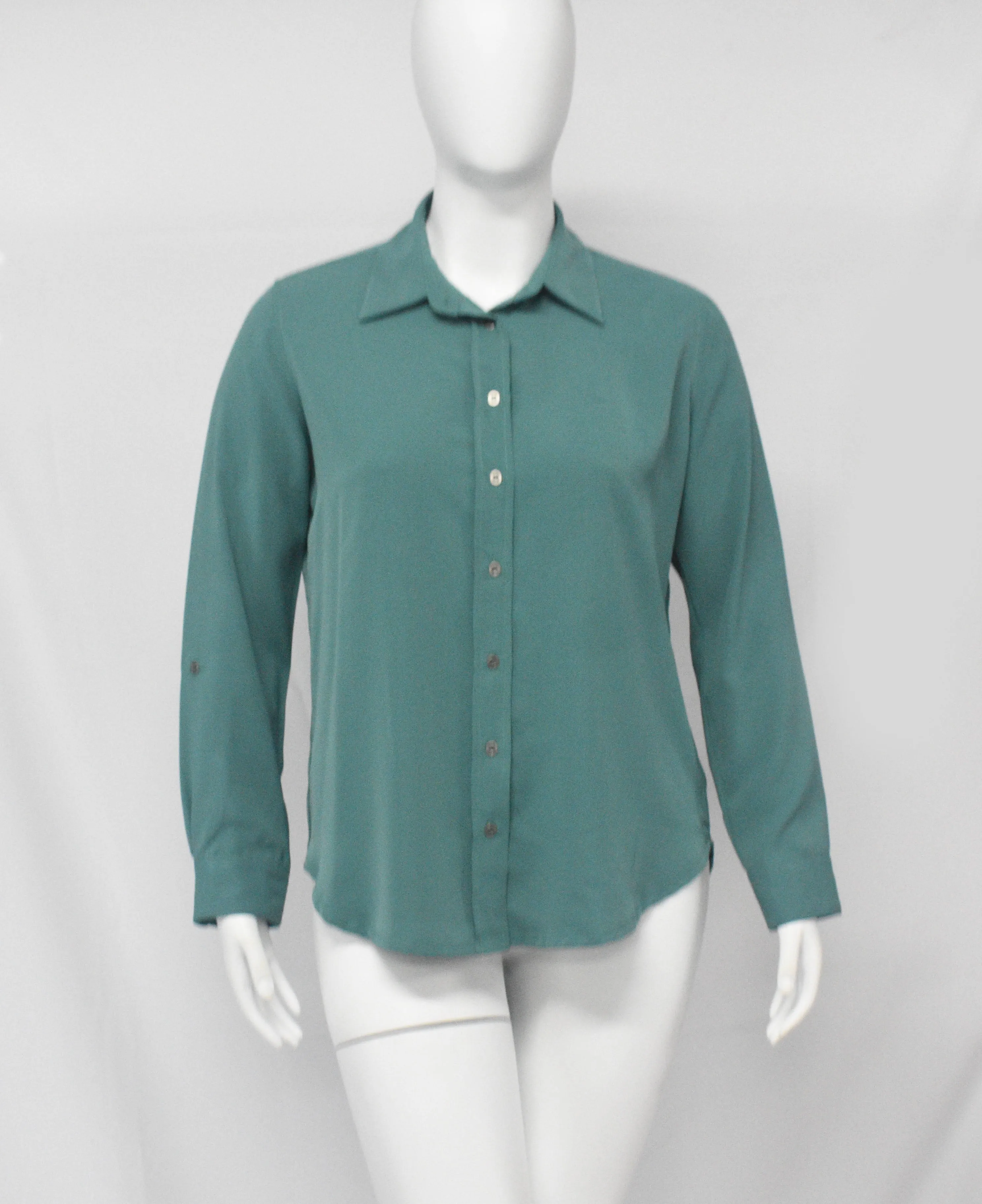 Rapheeze Long Sleeve Ladies Elastane Soft Cotton Dress Shirt-Teal