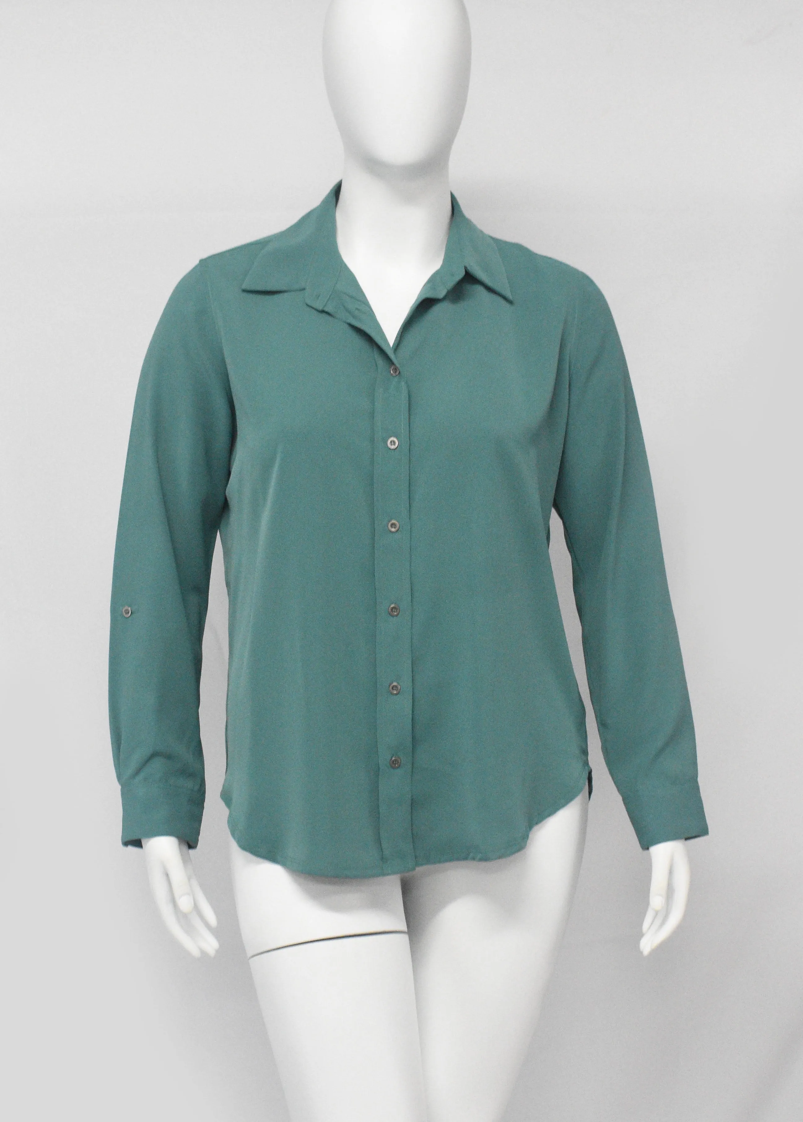 Rapheeze Long Sleeve Ladies Elastane Soft Cotton Dress Shirt-Teal