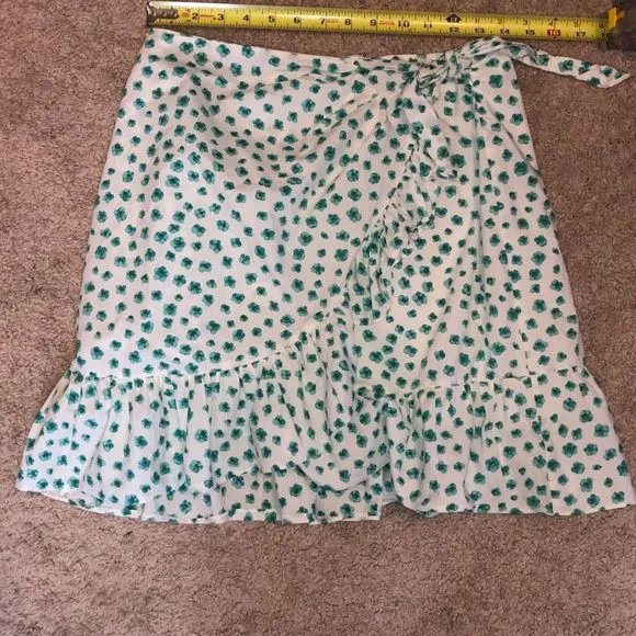 Rebecca Taylor Emerald Daisy Faux Wrap Skirt, Size 8, MSRP $295