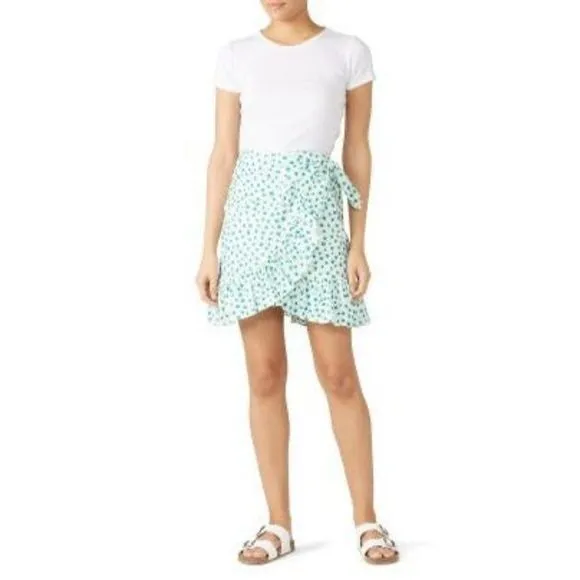 Rebecca Taylor Emerald Daisy Faux Wrap Skirt, Size 8, MSRP $295