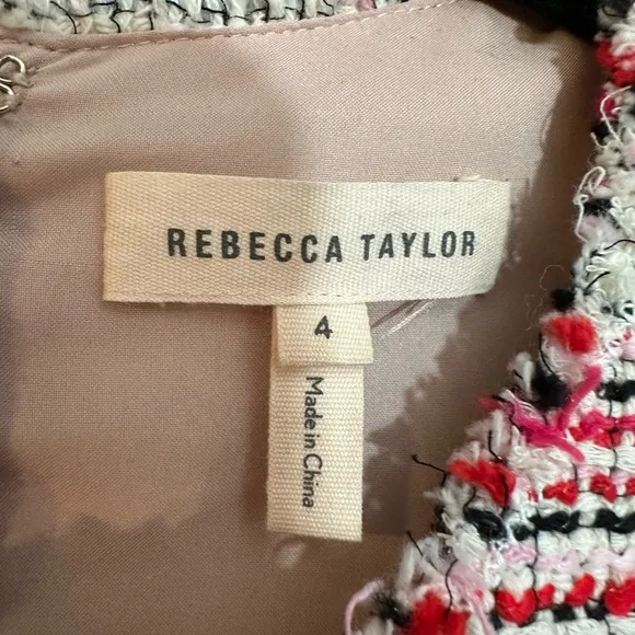 Rebecca Taylor Pink Tweed A Line Dress Size 4