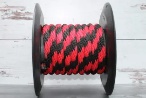 Red and Black Solid Braided Multifilament Polypropylene Rope