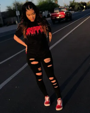 Red Drippin | Black Tee