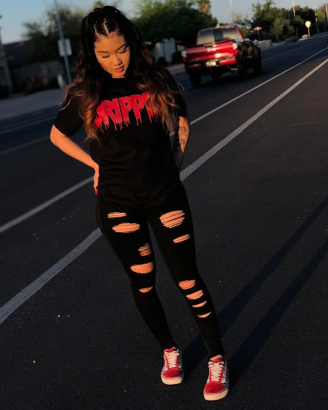 Red Drippin | Black Tee