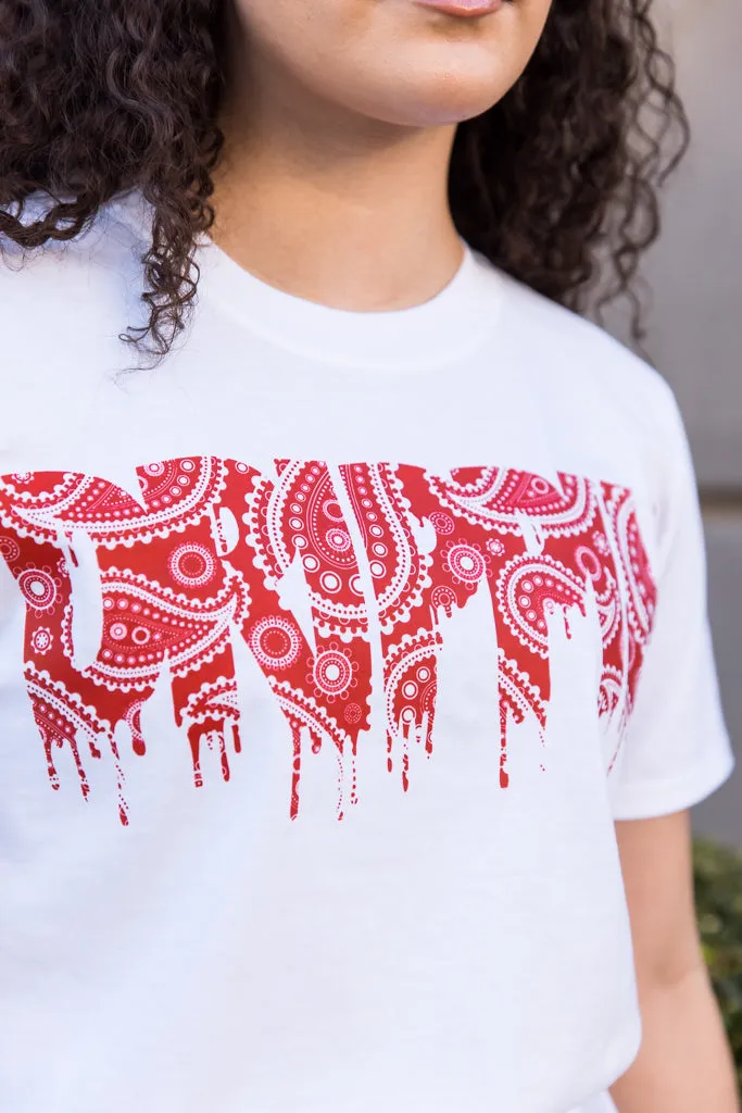 Red Paisley Bandana Drippin | White Tee