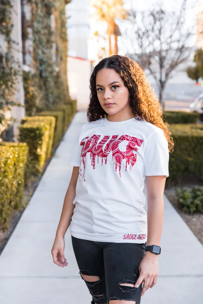 Red Paisley Bandana Sauce | White Tee