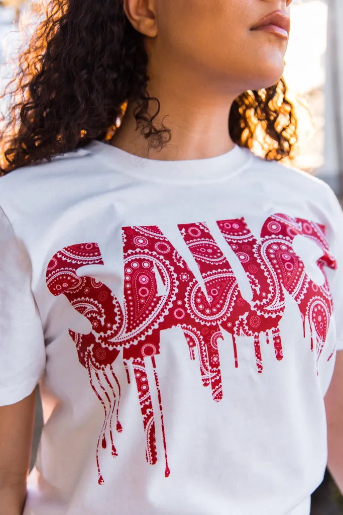Red Paisley Bandana Sauce | White Tee