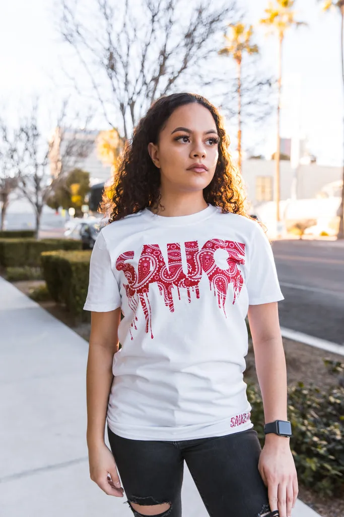 Red Paisley Bandana Sauce | White Tee