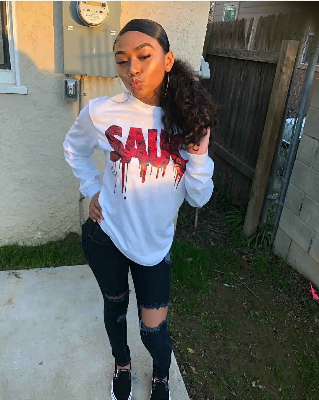 Red Rose Sauce | White Long Sleeve Tee