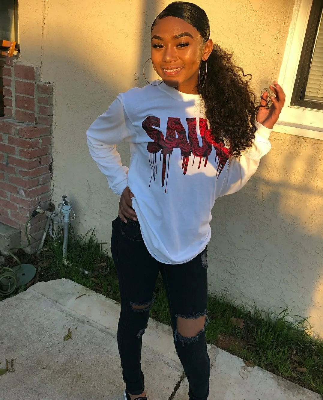 Red Rose Sauce | White Long Sleeve Tee