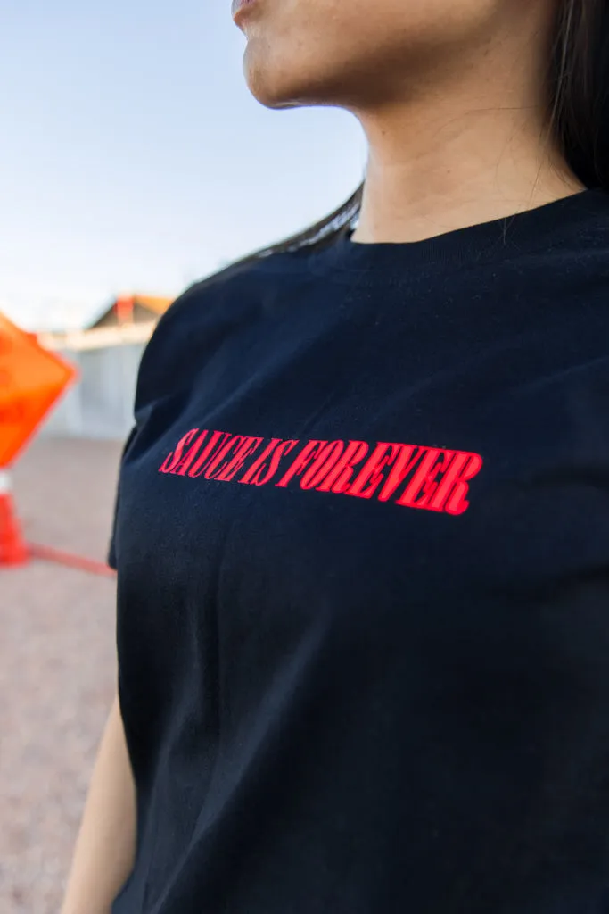 Red Sauce Is Forever (S) | Black Tee (LOVE Sleeve)
