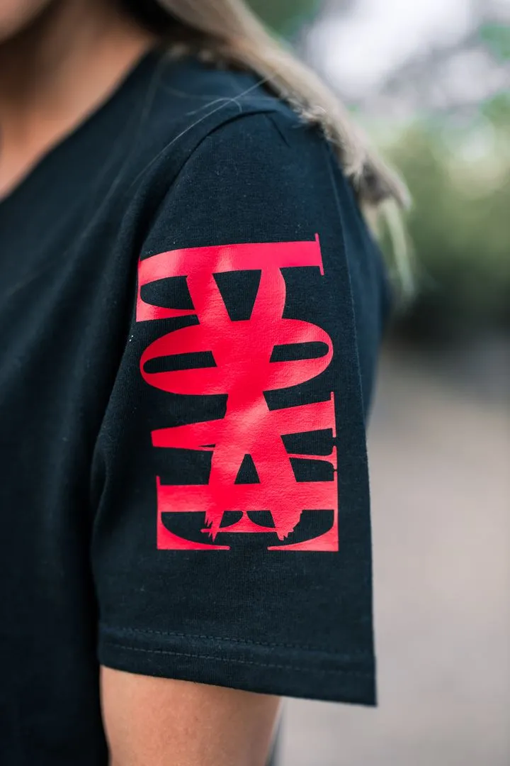 Red Sauce Is Forever (Vertical Big) | Black Tee (LOVE Sleeve)