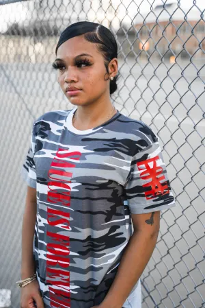 Red Sauce Is Forever (Vertical Big) | White Camo Tee (LOVE Sleeve)