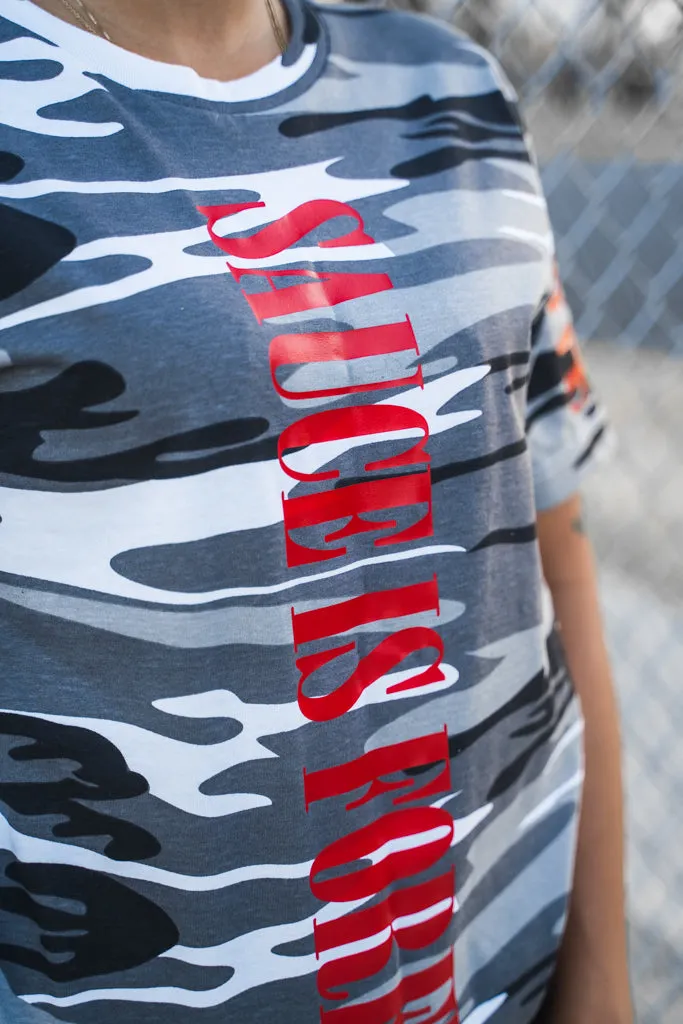 Red Sauce Is Forever (Vertical Big) | White Camo Tee (LOVE Sleeve)
