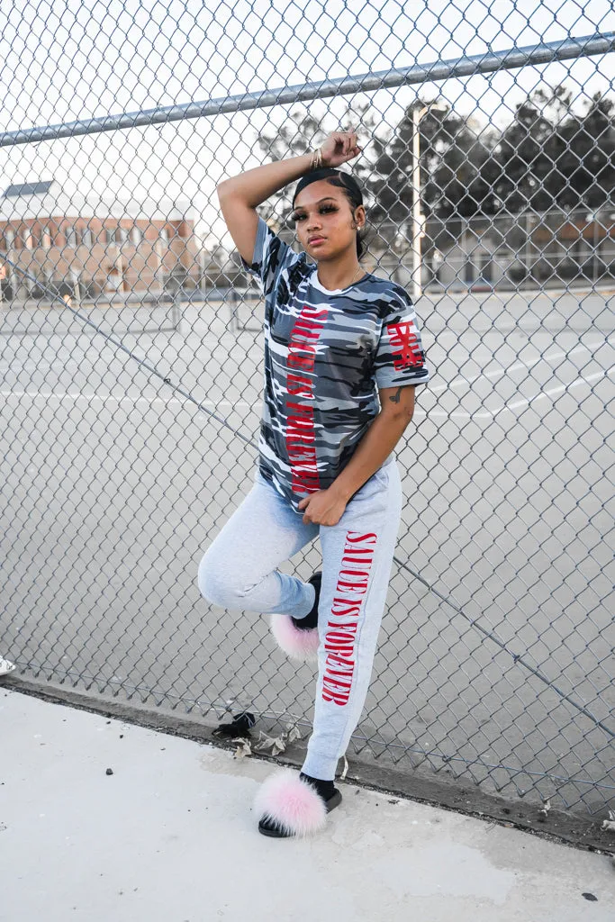 Red Sauce Is Forever (Vertical Big) | White Camo Tee (LOVE Sleeve)