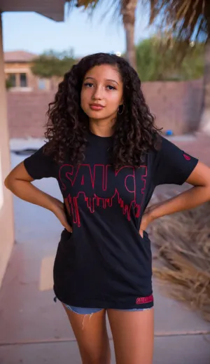 Red Sauce Outline | Black Tee