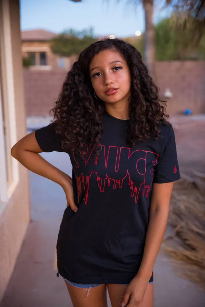 Red Sauce Outline | Black Tee