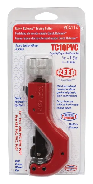 REED TC1QPVC Quick Release Tubing Cutter for Plastic Pipe, 6-Inch