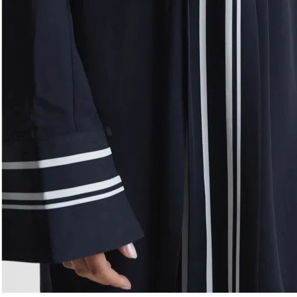 Reiss Feya Stripe Detail Mini Dress US Size 10 Navy Blue MISSING TIE BELT