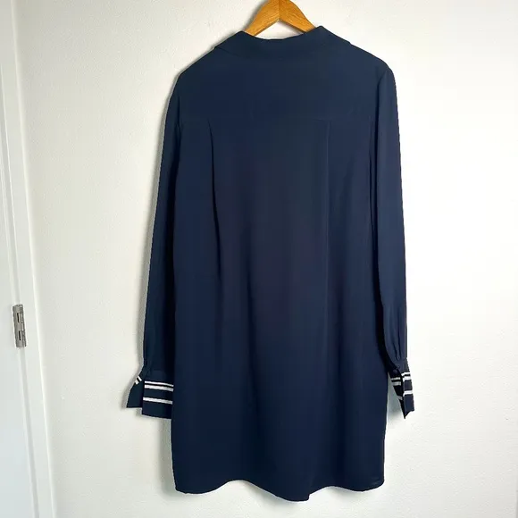 Reiss Feya Stripe Detail Mini Dress US Size 10 Navy Blue MISSING TIE BELT