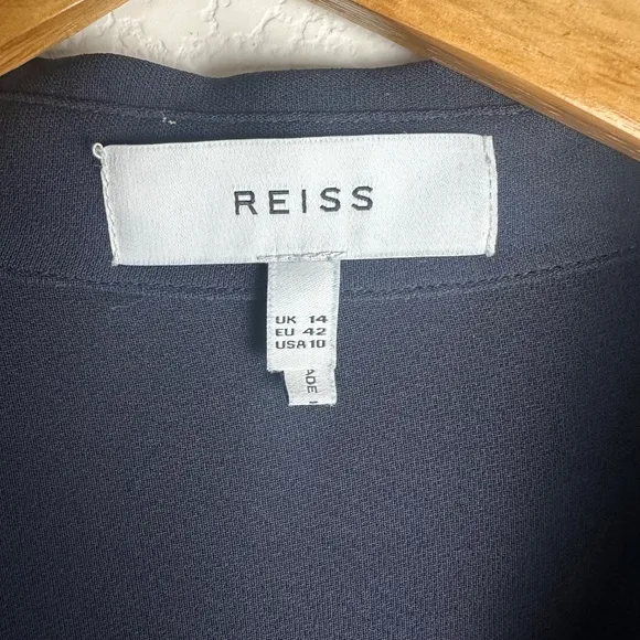 Reiss Feya Stripe Detail Mini Dress US Size 10 Navy Blue MISSING TIE BELT