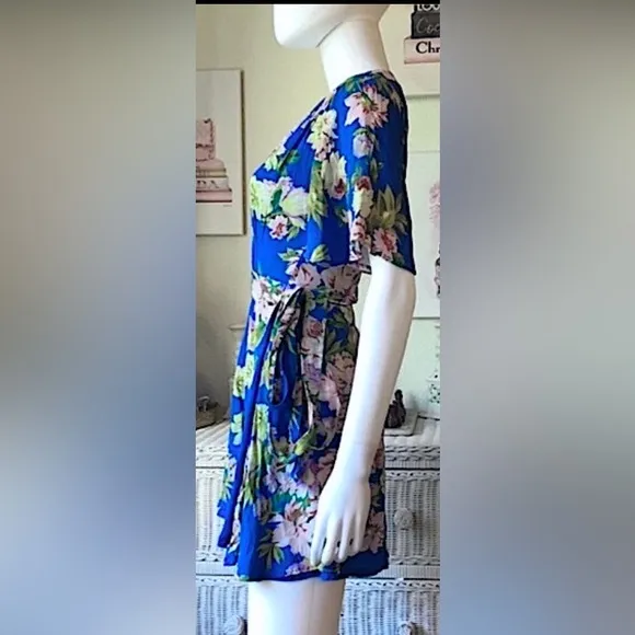 Revolve Privacy Please wrap dress floral yellow, pink &amp; blue colors size small