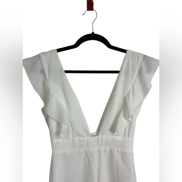 Revolve Superdown White Plunge Neckline Harlow Mini Dress Bodycon Women’s Sz XS