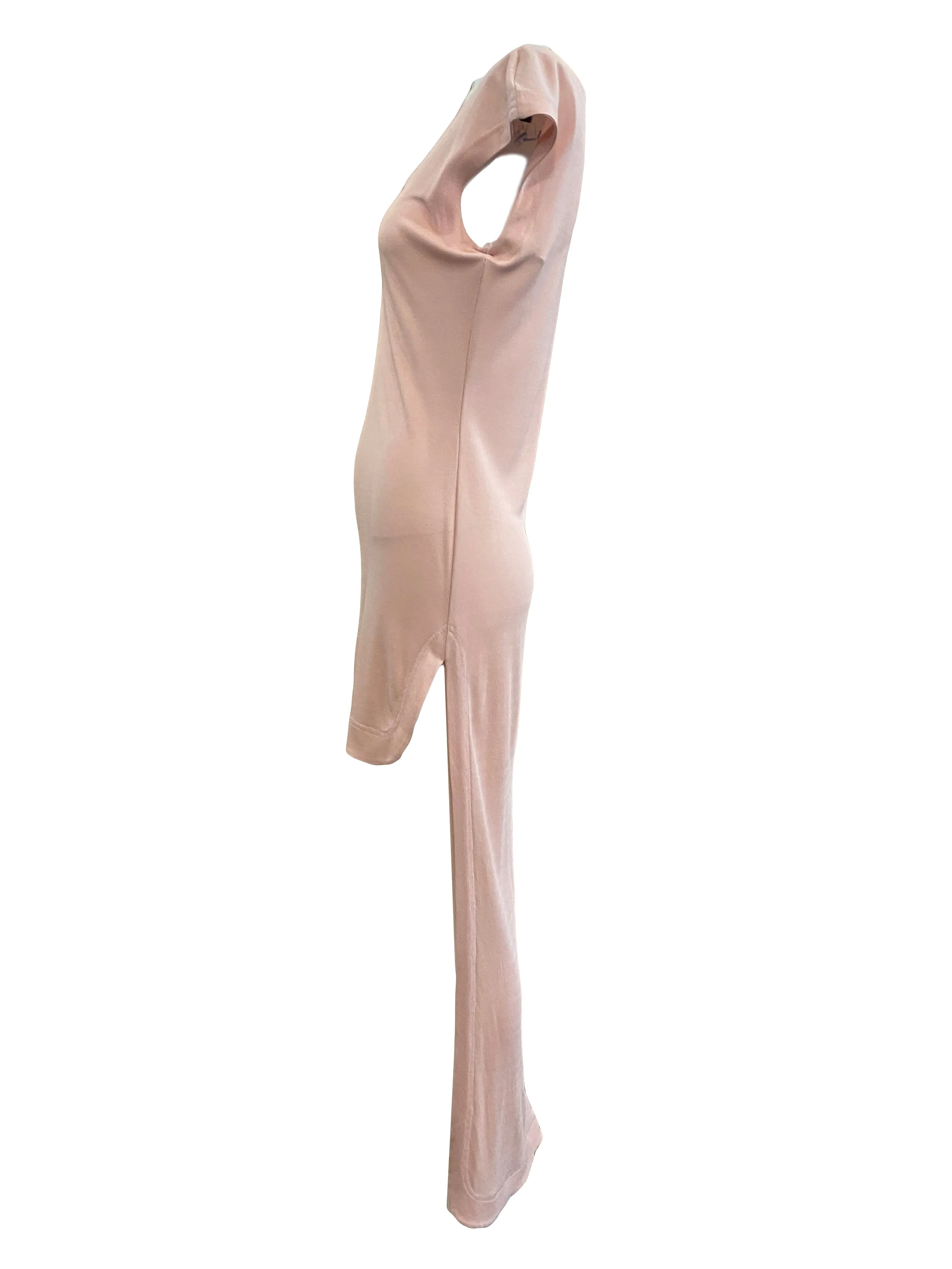 Rifat Ozbek 1990's Pink High-Low Hem Jersey Sheath Dress