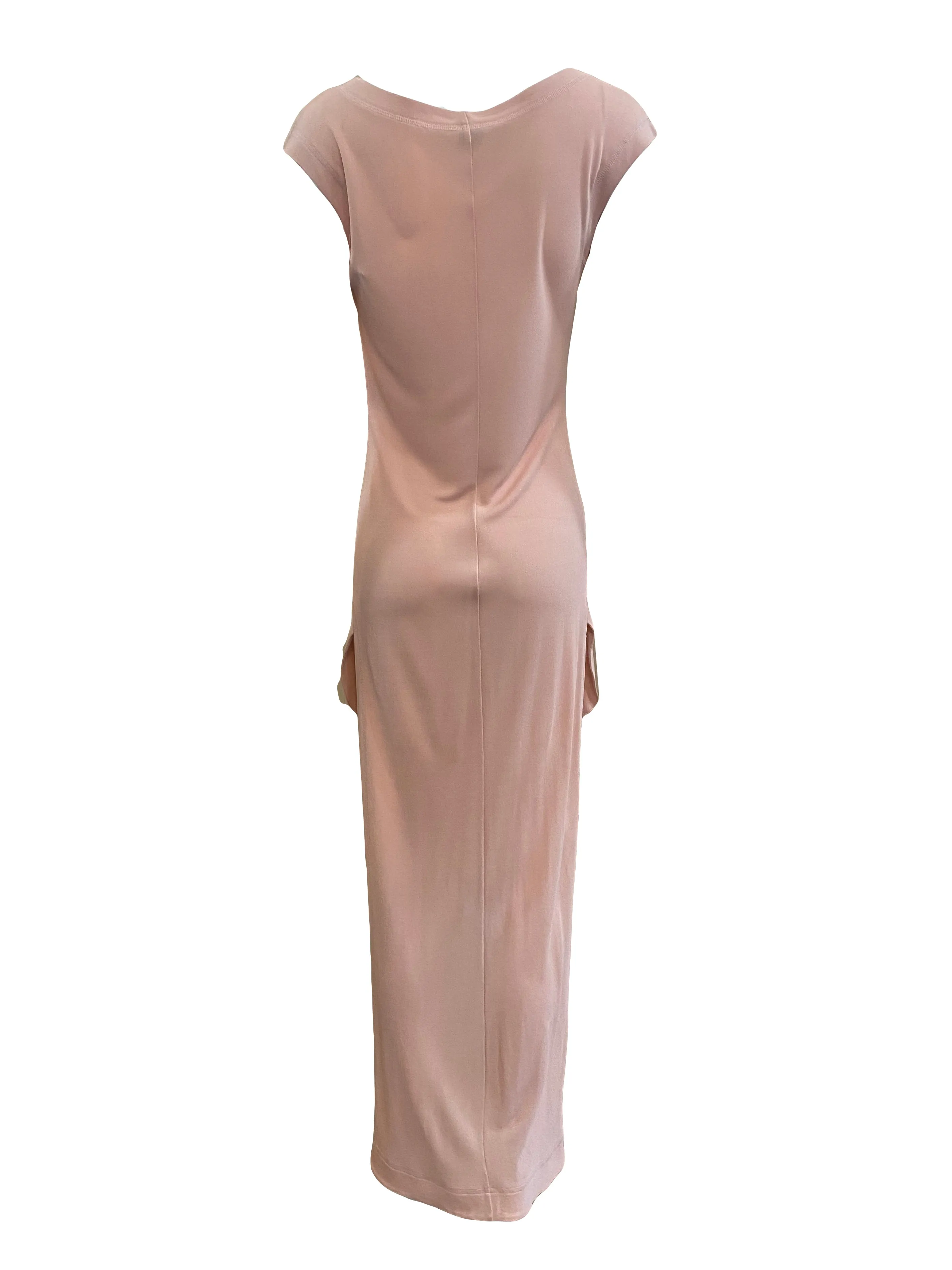 Rifat Ozbek 1990's Pink High-Low Hem Jersey Sheath Dress