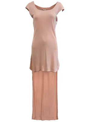 Rifat Ozbek 1990's Pink High-Low Hem Jersey Sheath Dress