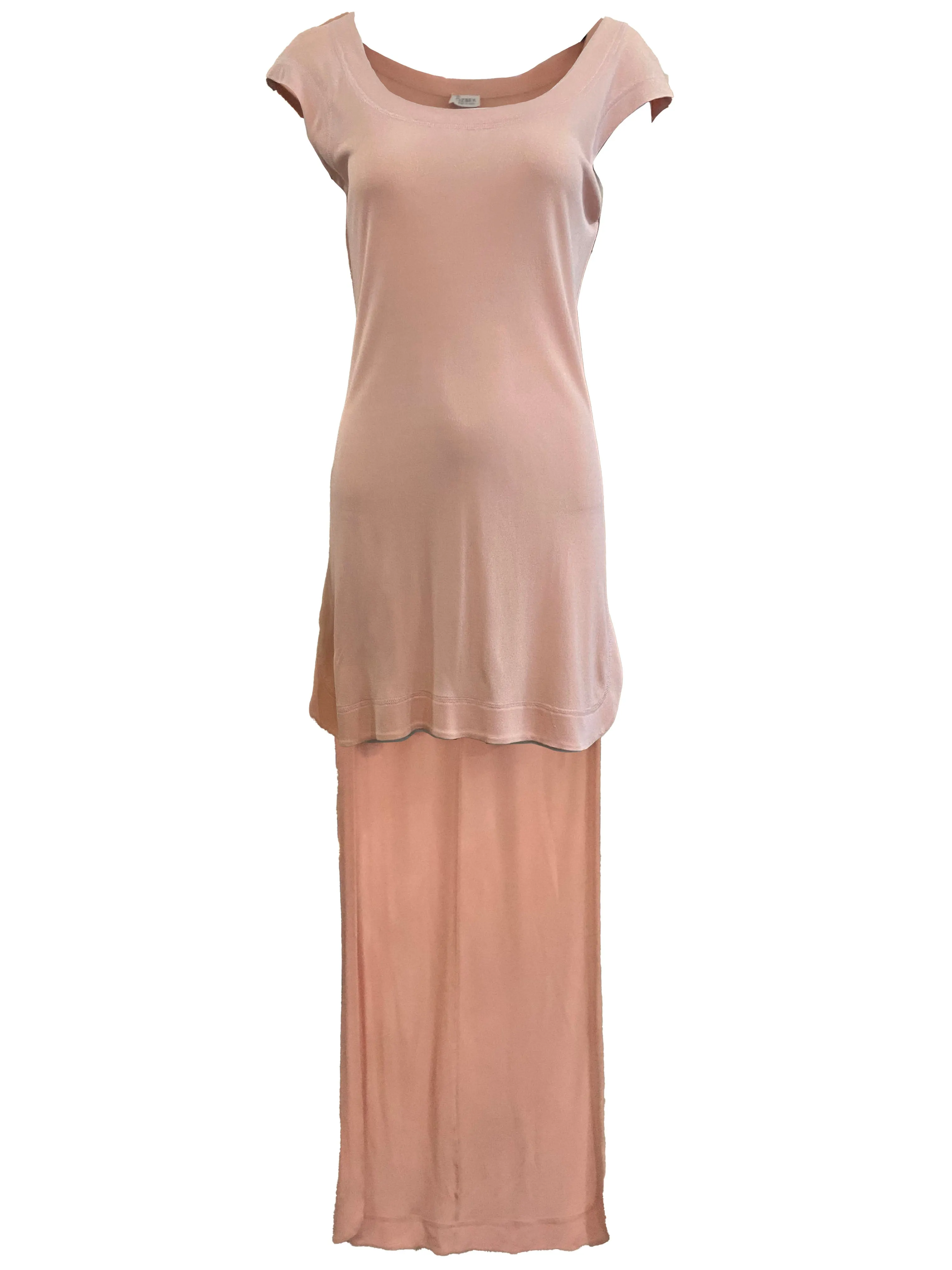 Rifat Ozbek 1990's Pink High-Low Hem Jersey Sheath Dress