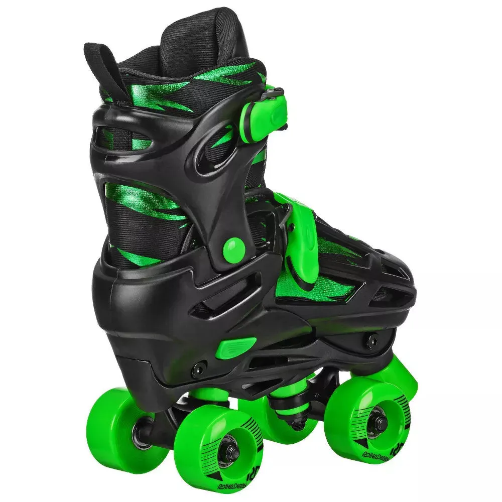 Roller Derby Green Wire Kids' Adjustable Inline-Quad Combo Skates - Black/Green - open_box