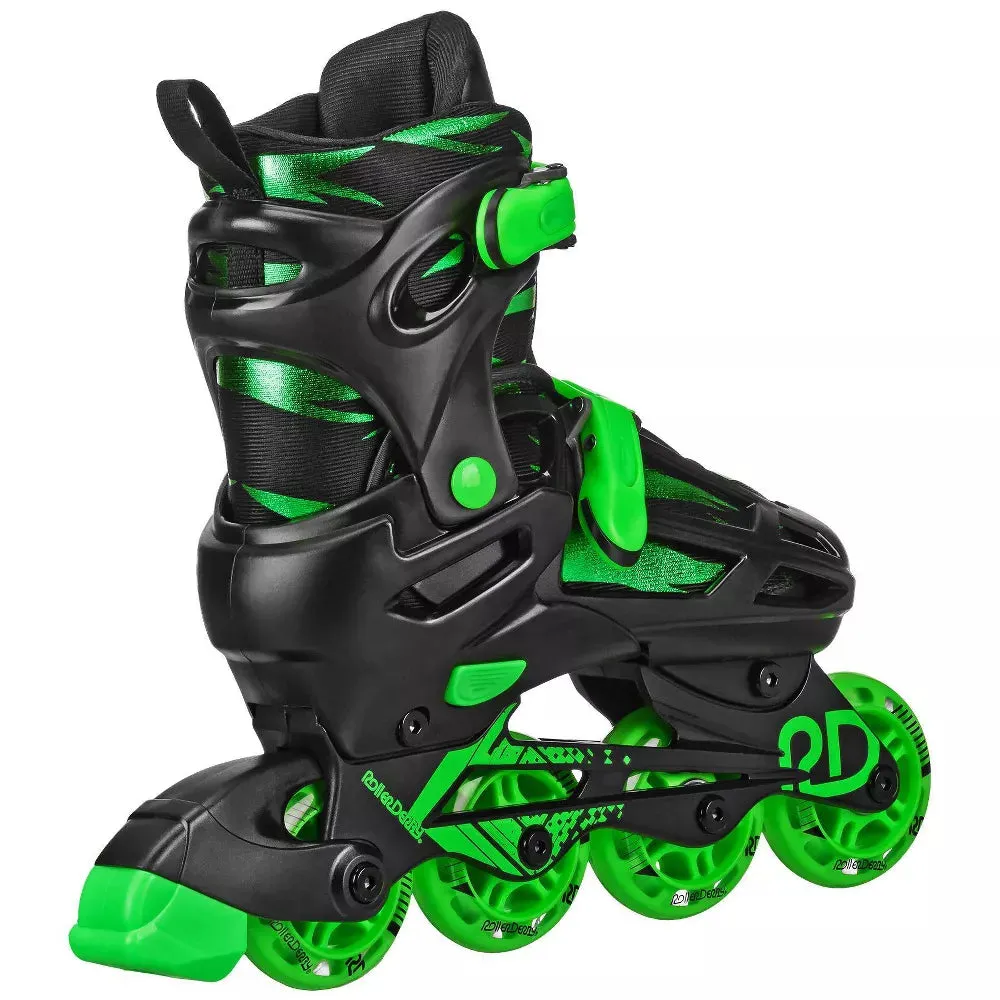 Roller Derby Green Wire Kids' Adjustable Inline-Quad Combo Skates - Black/Green - open_box