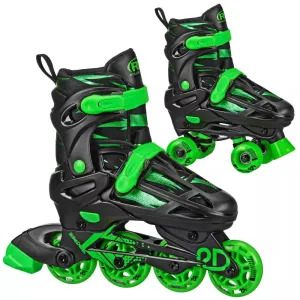 Roller Derby Green Wire Kids' Adjustable Inline-Quad Combo Skates - Black/Green - open_box