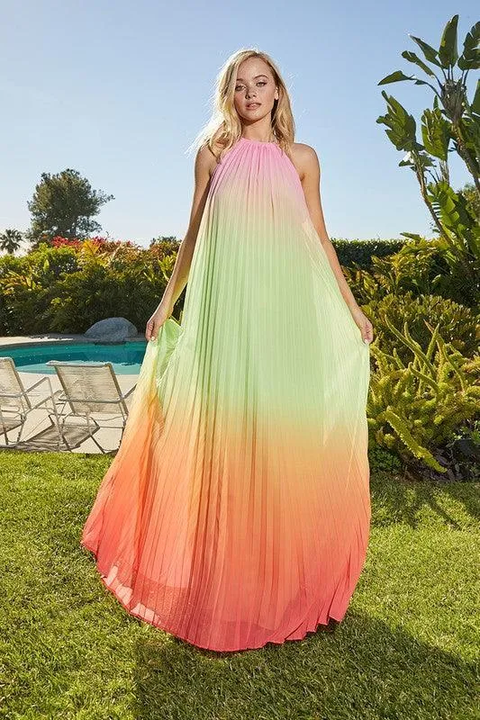 Romantic Ombre Dream Halter Neck Dress