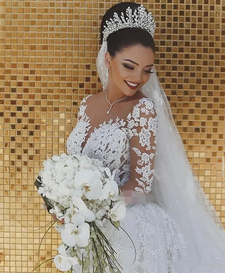 Roycebridal Cheap Long Sleeve Lace Wedding Dress Mermaid Bridal Gowns,MW291