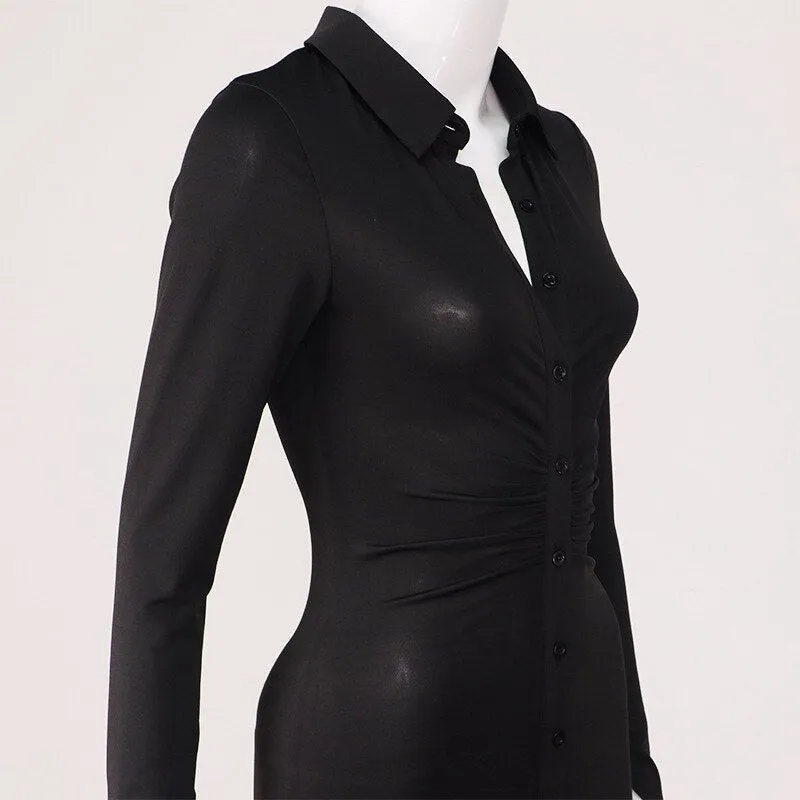 Ruched Black Bandage Dress
