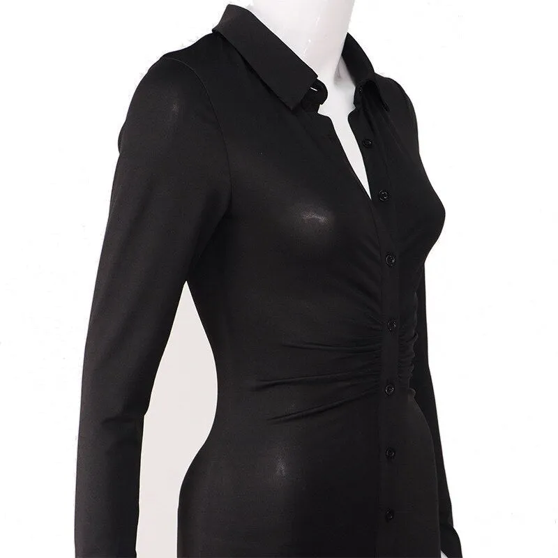 Ruched Black Bandage Dress