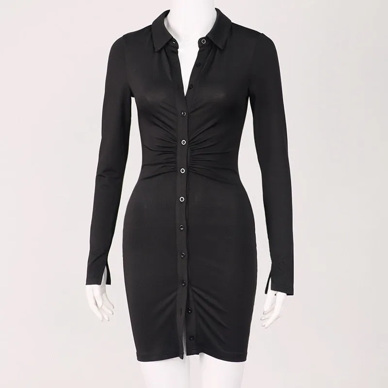 Ruched Black Bandage Dress