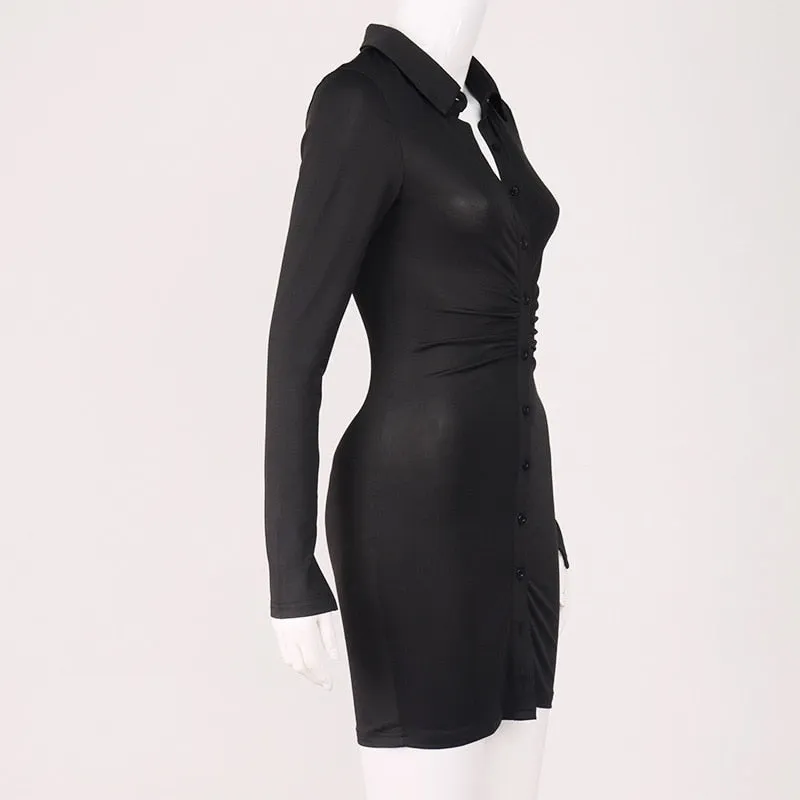Ruched Black Bandage Dress
