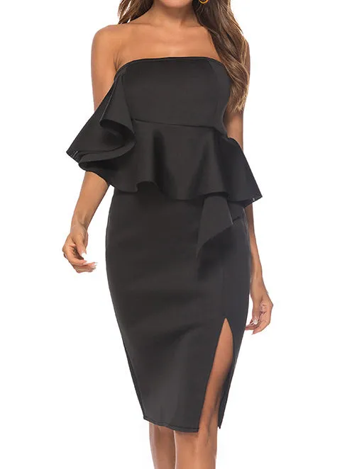 Ruffled Sexy Split Hip Dress