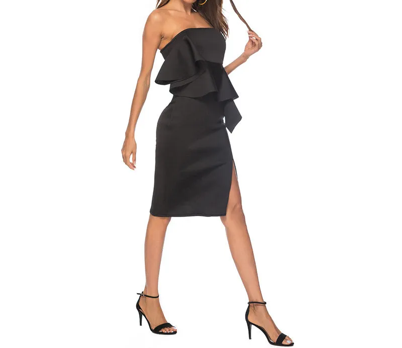 Ruffled Sexy Split Hip Dress
